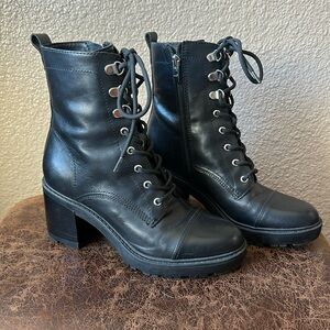 Marc fisher heeled combat lace up boots- size 7